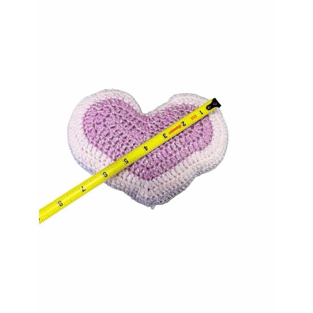 New Handmade Crochet Mini Throw Pillow pink purple heart